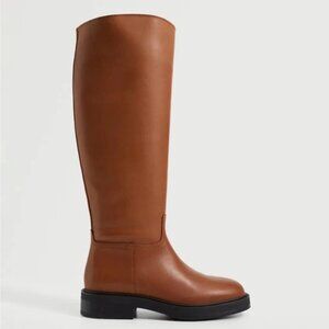 Mango Brown 100% Bovine Leather Boots with Tall Leg